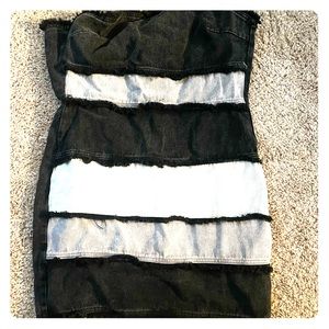 FOREVER 21 Cherry Mellow Jean Skirt Tube Top - L